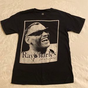 Ray Charles short sleeve black silk screen unisex t-shirt